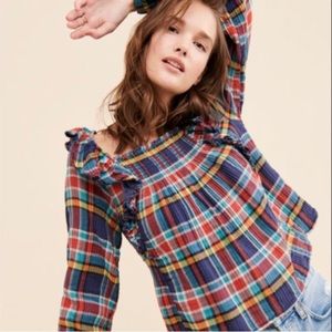 NWT Free People Sienna Plaid Pullover top.